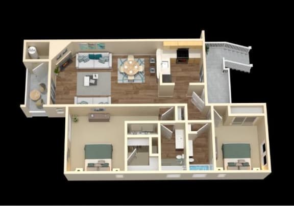 Floor Plan  a 3d drawing of a floor plan of a house