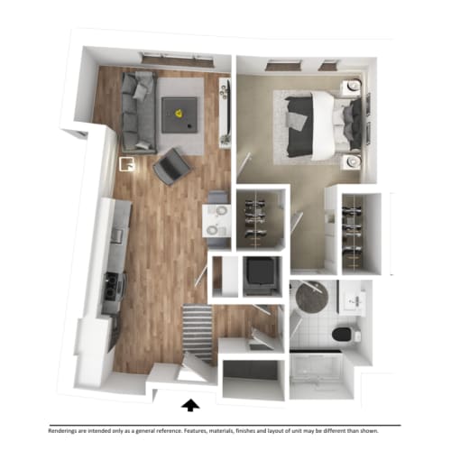 Floor Plan  Junior 1 Bedroom Floor Plan - B1