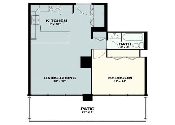 Floor Plan  a floor plan of a small house with a bedroom and a living room