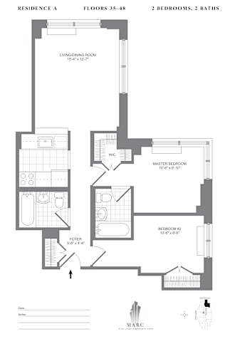 Floor Plan  2bd 2bth Floor Plan at MARC Apartments, New York, NY