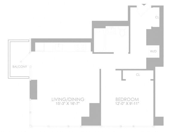 Floor Plan  1 bed 1 bath at SKY Apartments, New York, NY