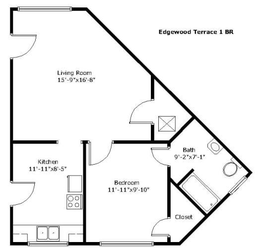 Floor Plan  floor plan of the upper level of a 1 bedroom floor plan