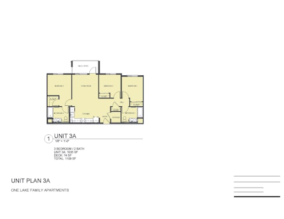Floor Plan  A floor plan for one lake family apartments is shown.