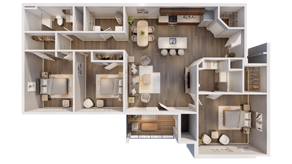 Floor Plan  a 3d floor plan of a house with a bedroom and a living room