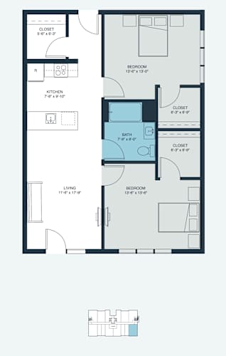 Floor Plan  a floor plan of a home with a bedroom and a living room