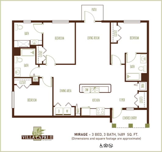 Floor Plan  a floor plan of a unit with bedrooms and baths
