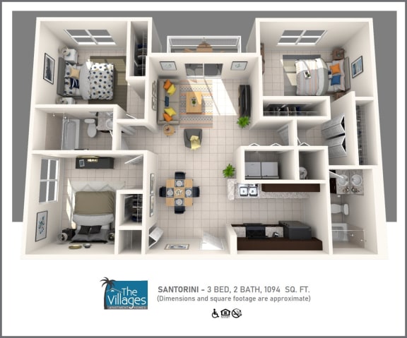 Floor Plan  3 BED, 2 BATH - SANTORINI - THE VILLAGES