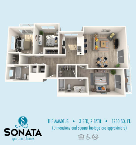 Floor Plan  Sonata Apartment Homes_3 Bedroom