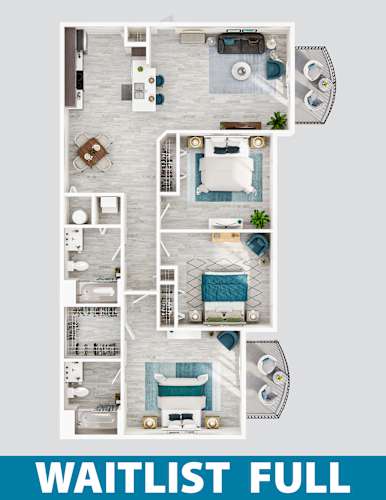 Floor Plan  A floor plan of a house with the text "WAITLIST FULL" across the bottom.