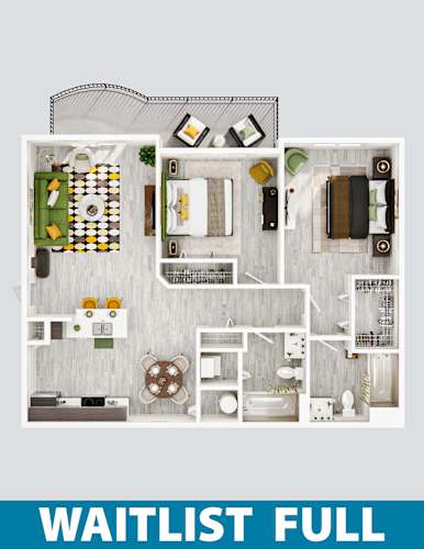 Floor Plan  A floor plan of a house with the text "WAITLIST FULL" on it.