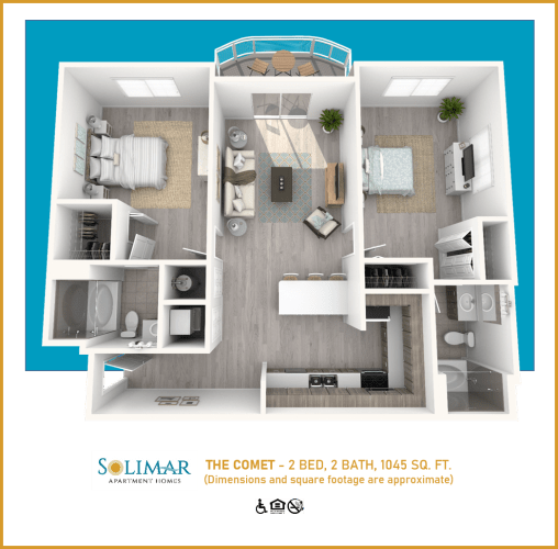 Floor Plan  The Comet - Solimar 2B2B 1045 sqft