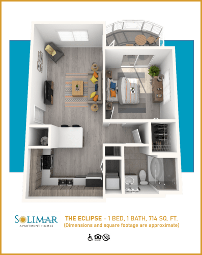 Floor Plan  The Eclipse - Solimar 1B1B 714 sqft