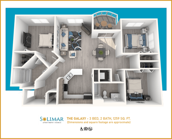 Floor Plan  The Galaxy - Solimar 3B2B 1259 sqft