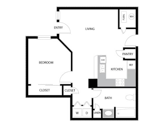 Floor Plan  A black and white image of a floor plan for a home.