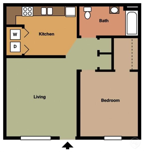 Floor Plan  Mountain View Apartment Homes, Tuscaloosa, AL, One Bedroom One Bath floorplan