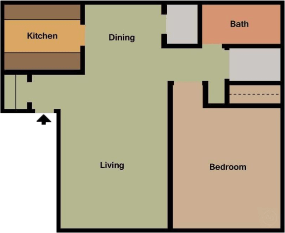 Floor Plan  1Bed - 1Bath