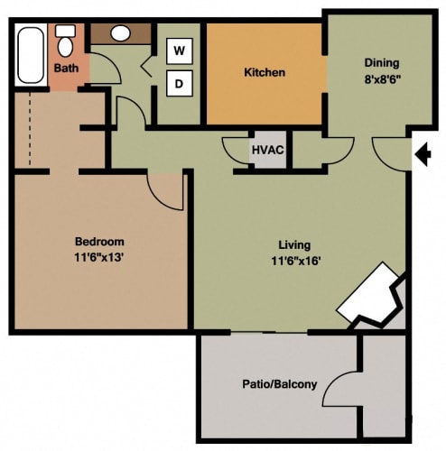 Floor Plan  1 Bed - 1 Bath