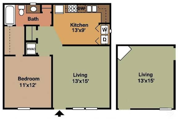 Floor Plan  1Bed - 1Bath