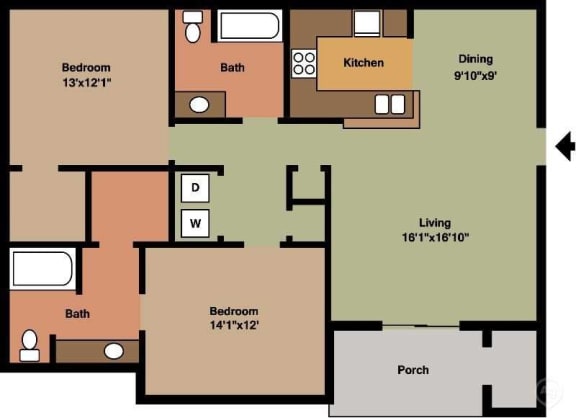 Floor Plan  Two Bedroom
