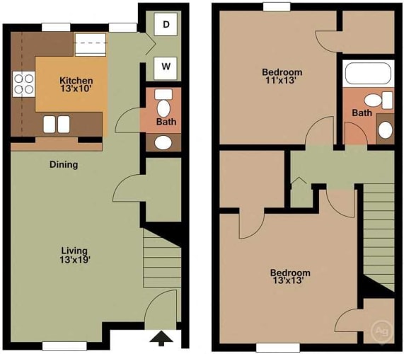 Floor Plan  2 Bed 1.5 Bath