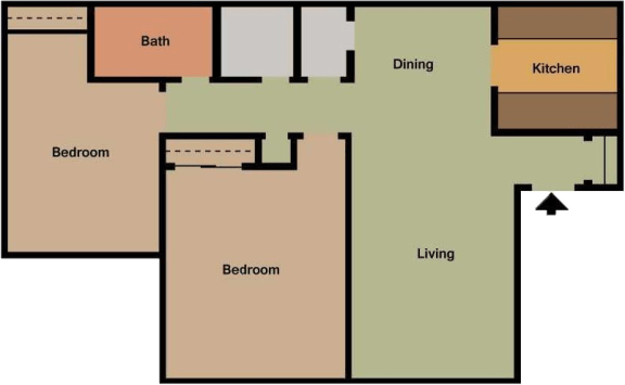 Floor Plan  2Bed - 1Bath