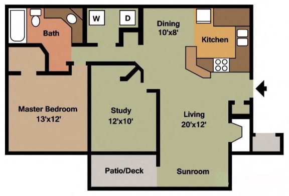 Floor Plan  2 bed - 1bath