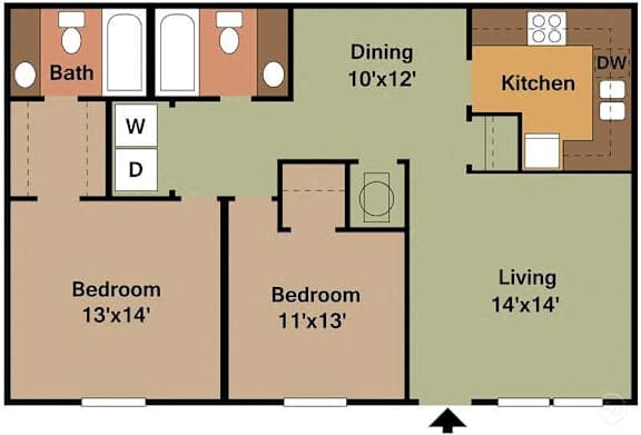 Floor Plan  2Bed - 2Bath