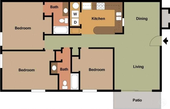 Floor Plan  3 bed 2 bath large