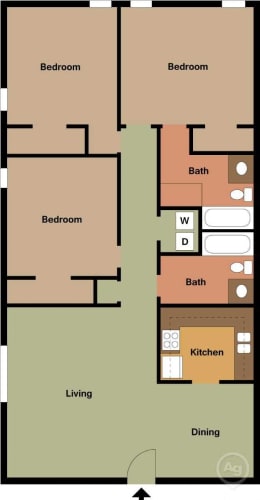 Floor Plan  3 bed 2 bath small