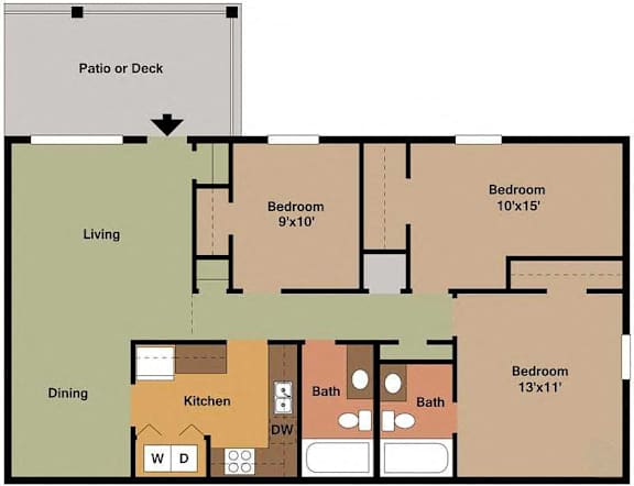 Floor Plan  3Bed - 2Bath