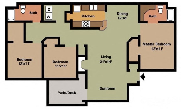 Floor Plan  3bed - 2bath