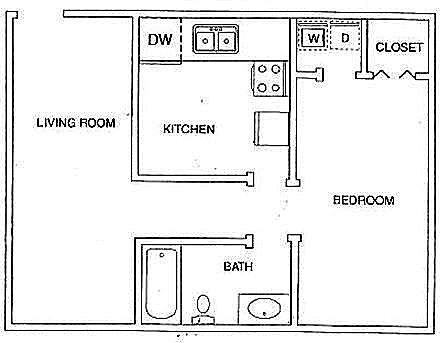 Floor Plan  1 Bed 1 Bath