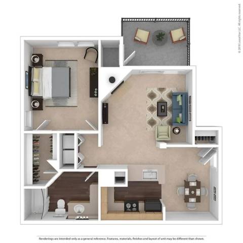 Floor Plan  A floor plan of a house with a kitchen, living room, and two bedrooms.