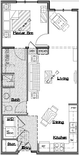 Floor Plan  Downtown Motor Lodge one bedroom floor plan