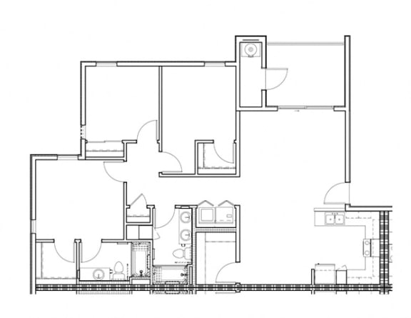 Floor Plan  3 bedroom 2 bathroom floor plan image at New Frontier Apartments in Phoenix AZ