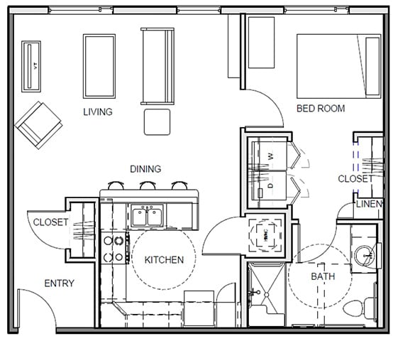 Floor Plan  One Bedroom