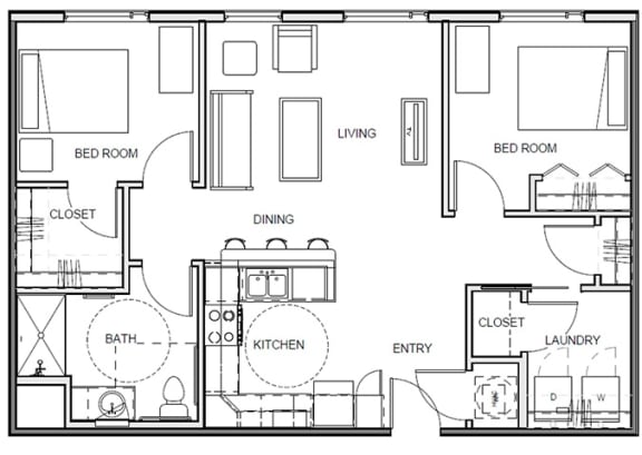 Floor Plan  Two Bedroom One Bathroom