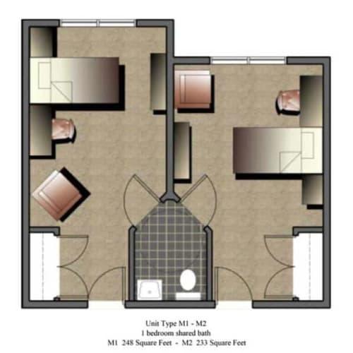 Floor Plan  the fourth floor floorplan of a 1 bedroom apartment