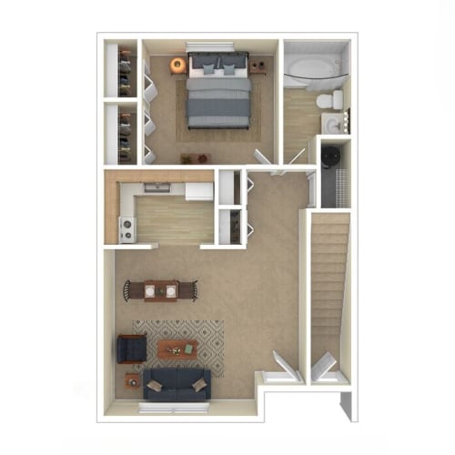Floor Plan  a stylized floor plan with a bedroom and a bathroom