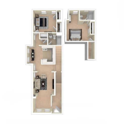 Floor Plan  2 Bedroom 60%