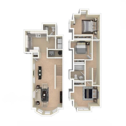 Floor Plan  3 Bedroom 60%