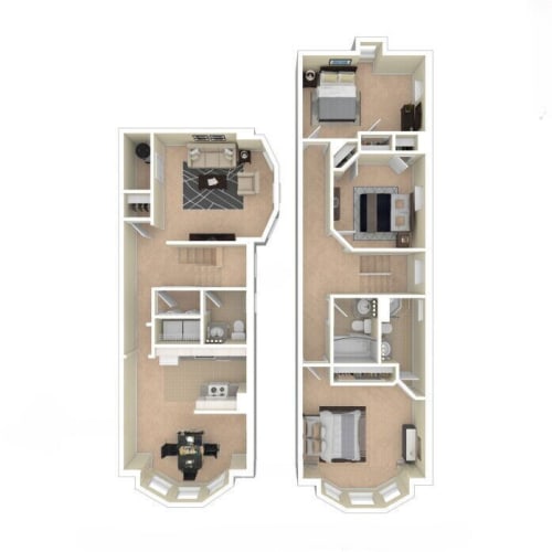 Floor Plan  3 Bedroom 70%