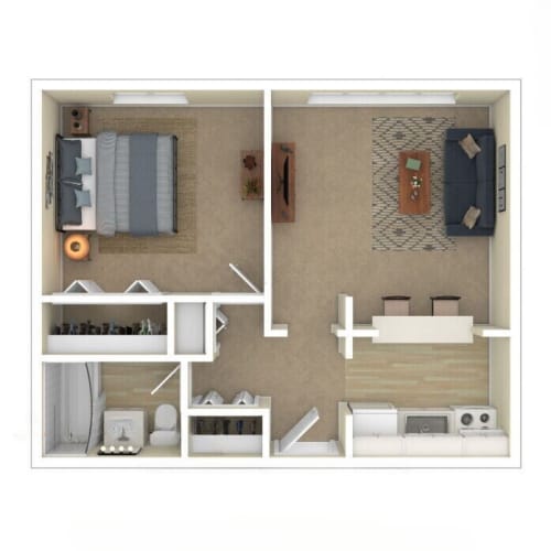 Floor Plan  a stylized floor plan with a bedroom and living room