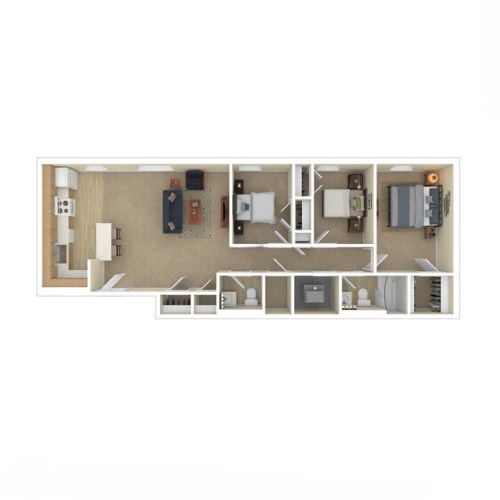 Floor Plan  a bedroom floor plan with furniture and a living room