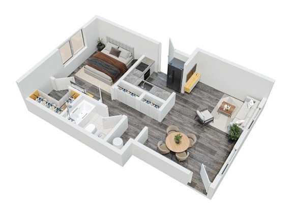 Floor Plan  a floor plan of a bedroom with a bed and a table