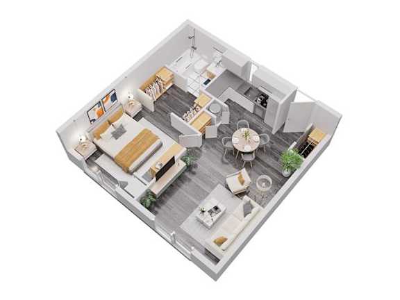 Floor Plan  a floor plan of a small house with a kitchen and a living room