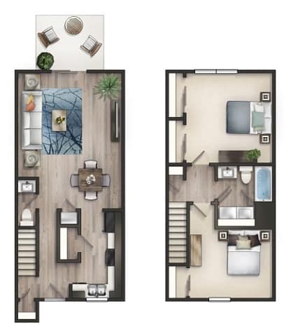 Floor Plan  a floor plan of a studio apartment with a bedroom and a living room