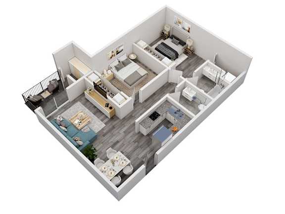 Floor Plan  a 3d floor plan of a house with a bedroom and a living room