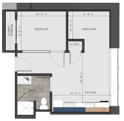 Floor Plan  1 bed - Academy ac