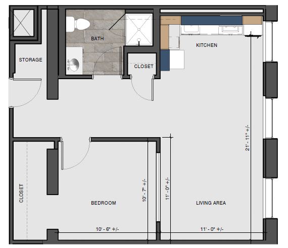 Floor Plan  1 bed - Kingsland kc